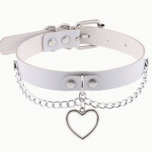 White PU Leather Choker Necklace.  1981